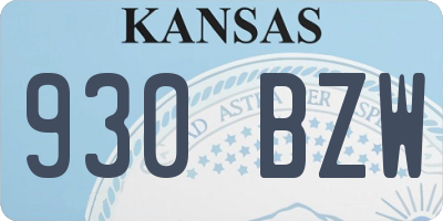 KS license plate 930BZW