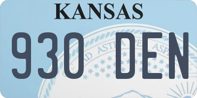 KS license plate 930DEN
