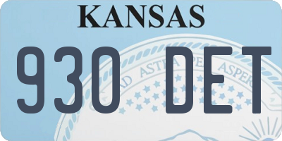 KS license plate 930DET