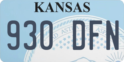 KS license plate 930DFN