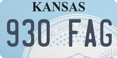KS license plate 930FAG