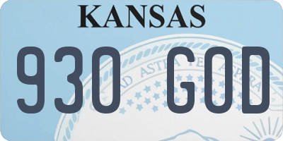 KS license plate 930GOD