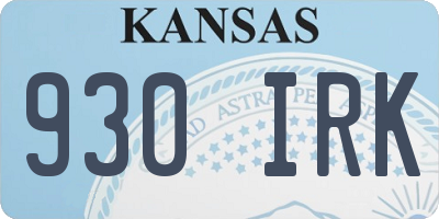 KS license plate 930IRK
