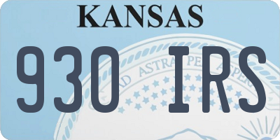 KS license plate 930IRS
