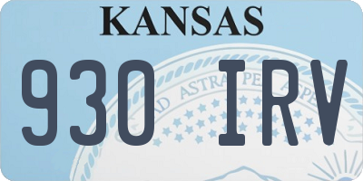 KS license plate 930IRV