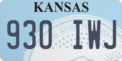 KS license plate 930IWJ