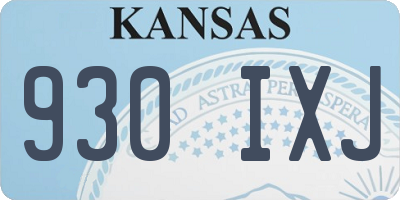 KS license plate 930IXJ