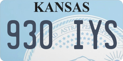 KS license plate 930IYS