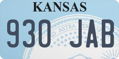 KS license plate 930JAB