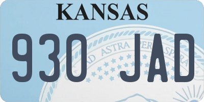 KS license plate 930JAD