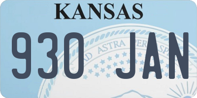 KS license plate 930JAN