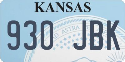 KS license plate 930JBK