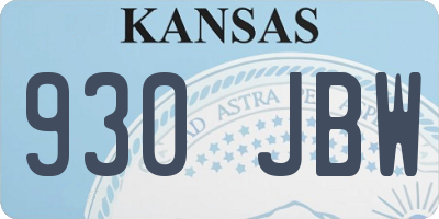 KS license plate 930JBW