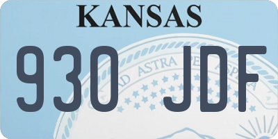 KS license plate 930JDF