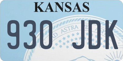 KS license plate 930JDK