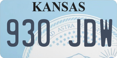 KS license plate 930JDW
