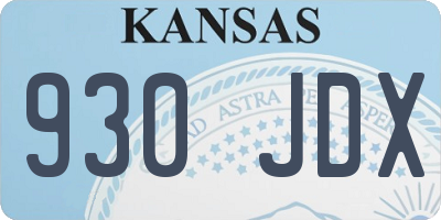 KS license plate 930JDX