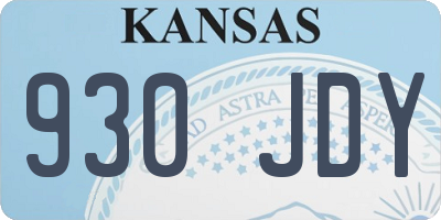 KS license plate 930JDY
