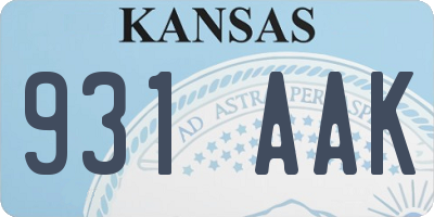 KS license plate 931AAK