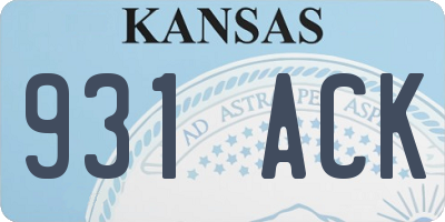 KS license plate 931ACK