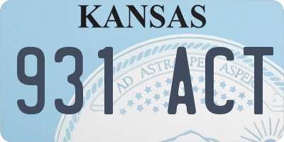 KS license plate 931ACT