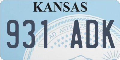 KS license plate 931ADK