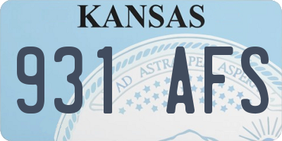 KS license plate 931AFS
