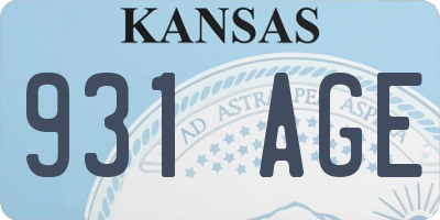 KS license plate 931AGE