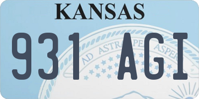 KS license plate 931AGI