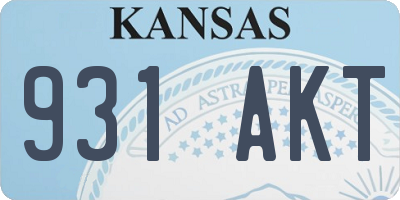 KS license plate 931AKT