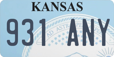 KS license plate 931ANY