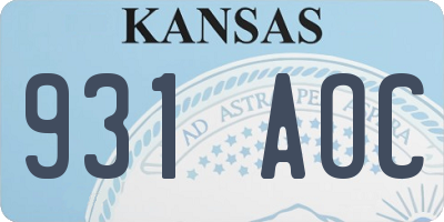 KS license plate 931AOC