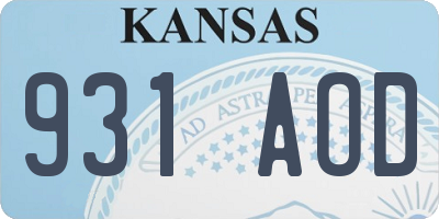 KS license plate 931AOD