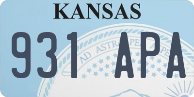 KS license plate 931APA