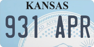 KS license plate 931APR