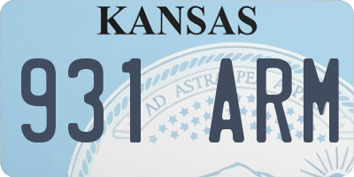 KS license plate 931ARM