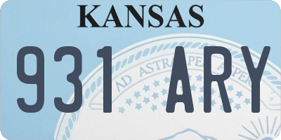KS license plate 931ARY