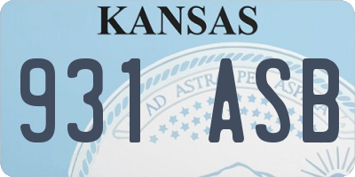 KS license plate 931ASB