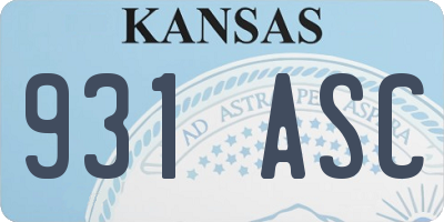 KS license plate 931ASC
