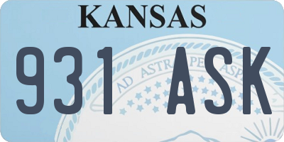 KS license plate 931ASK