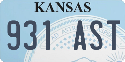 KS license plate 931AST