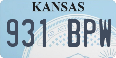 KS license plate 931BPW