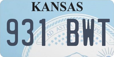 KS license plate 931BWT