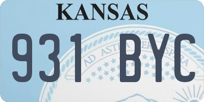 KS license plate 931BYC