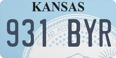 KS license plate 931BYR