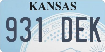 KS license plate 931DEK