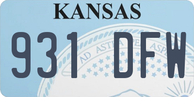 KS license plate 931DFW