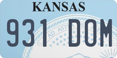KS license plate 931DOM