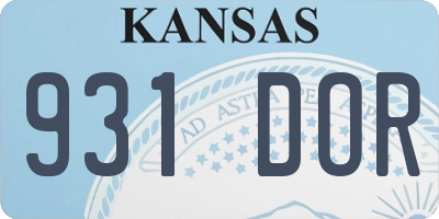 KS license plate 931DOR