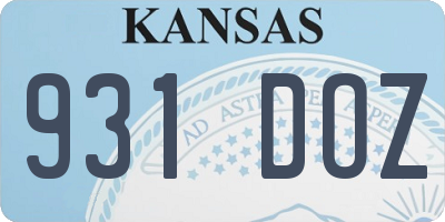 KS license plate 931DOZ